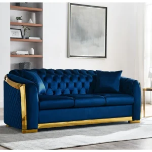 Blue Chesterfield Sofa  84 Inches.
