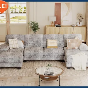 Couch, Chenille, 4 Seat Sofa.