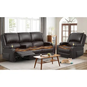 Recliner Sofa Set with 2-Tier Cushion