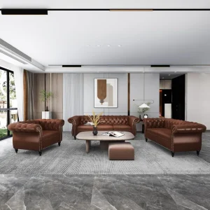 3 Piece Living Room Set, Leather Sets for Living Room